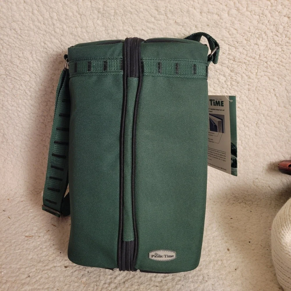 Picnic Time Estate Wine Tote Unisex OS Green NEW Insulated 2 Bottle Carrier Bag